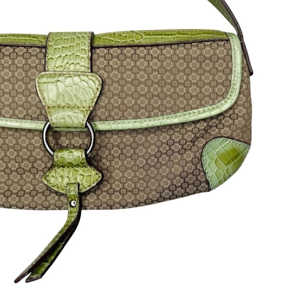 Vintage Nine West Baguette Green and Canvas Women’s Shoulder Bag OS - Picture 4 of 12